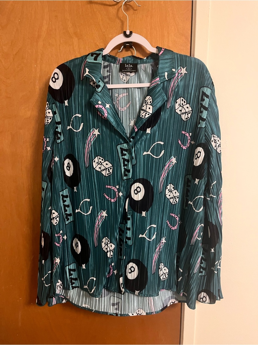 Dressed in LALA Teal Striped 8-Ball & Dice playsuit - Picture 3 of 6